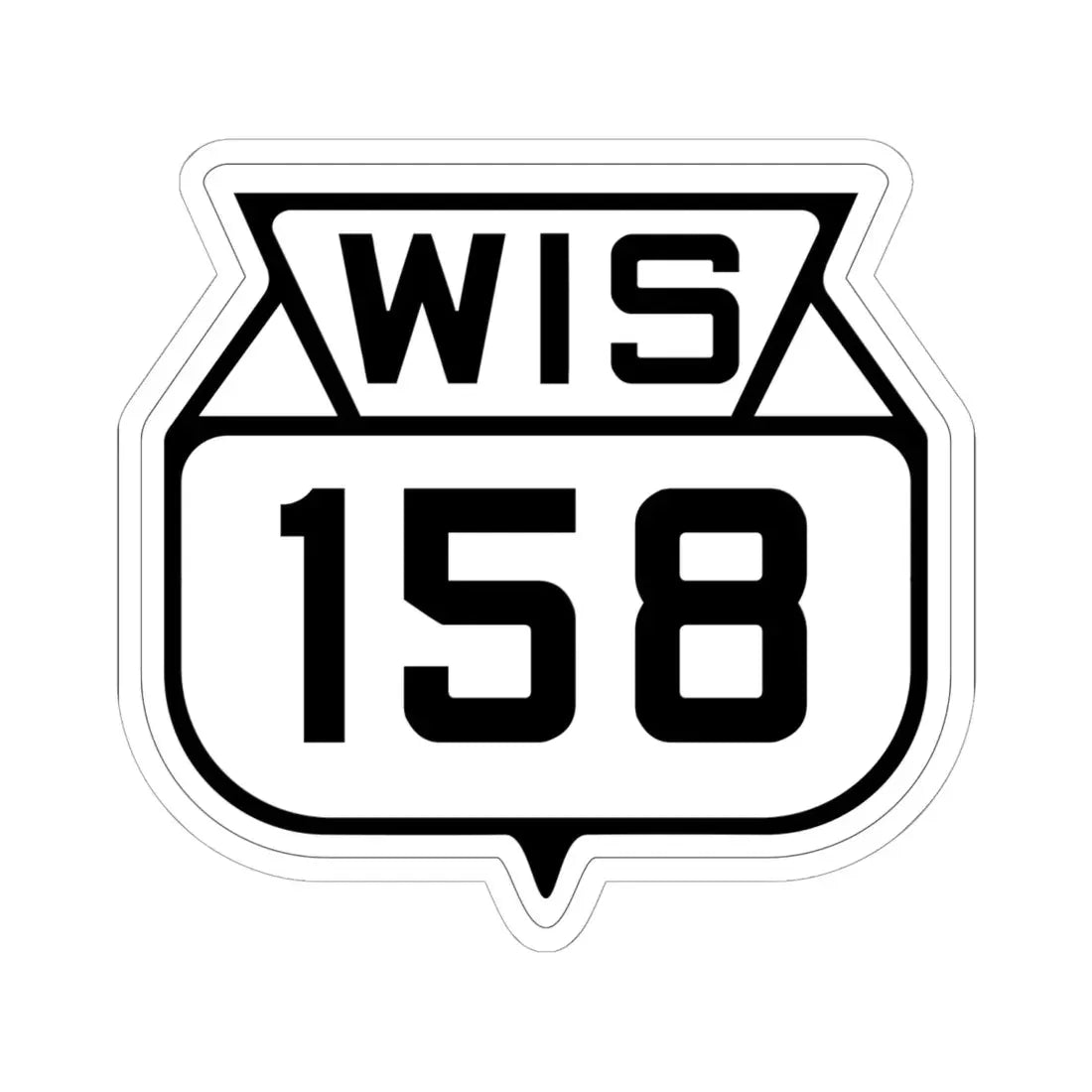 WIS 158 1938 (Wisconsin) (Road Sign) STICKER Vinyl Kiss-Cut Decal 6 Inch White - The Sticker Space