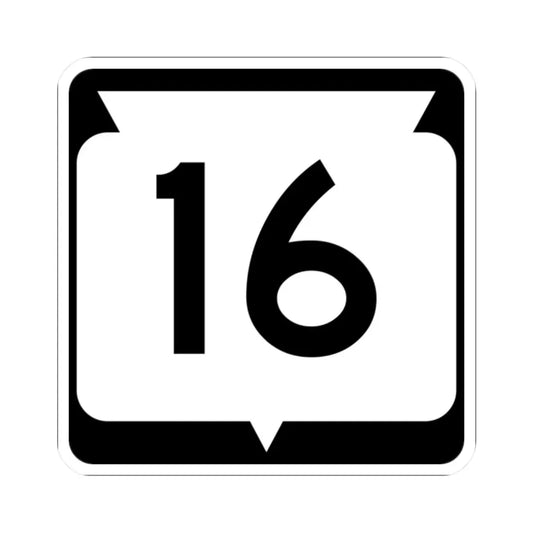 WIS 16 (Wisconsin) (Road Sign) STICKER Vinyl Kiss-Cut Decal 2 Inch White - The Sticker Space