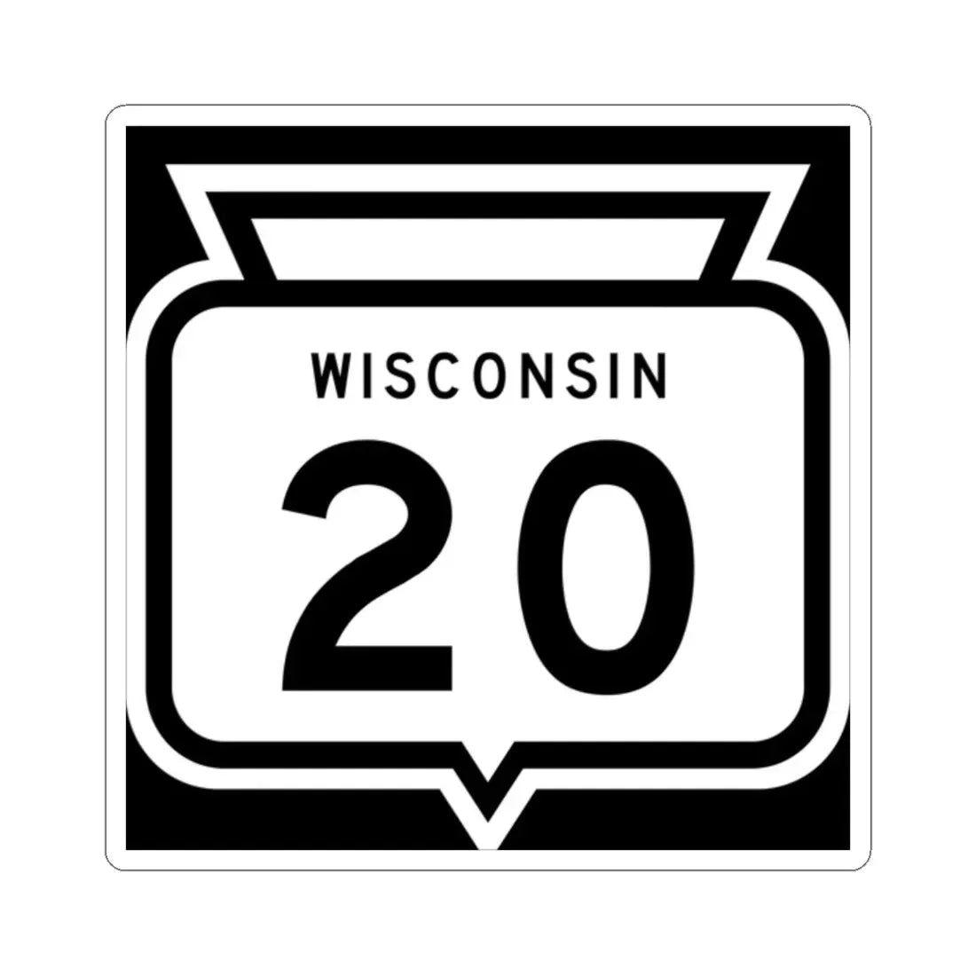 WIS 20 1958 (Wisconsin) (Road Sign) STICKER Vinyl Kiss-Cut Decal 2 Inch White - The Sticker Space