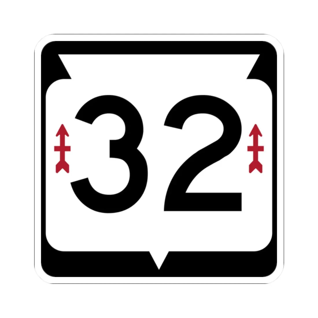 WIS 32 (Wisconsin) (Road Sign) STICKER Vinyl Kiss-Cut Decal 2 Inch White - The Sticker Space