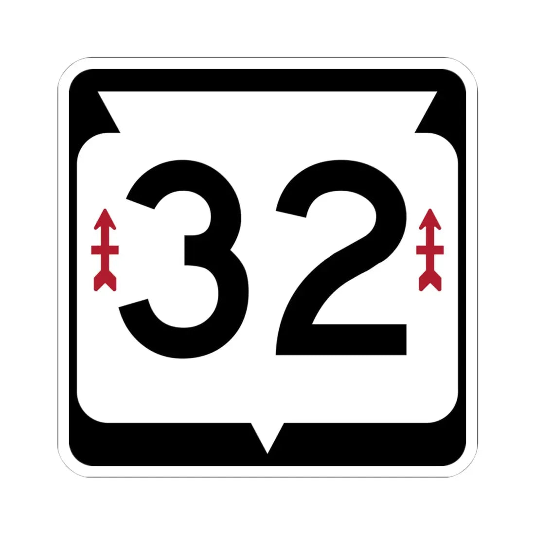 WIS 32 (Wisconsin) (Road Sign) STICKER Vinyl Kiss-Cut Decal 4 Inch White - The Sticker Space