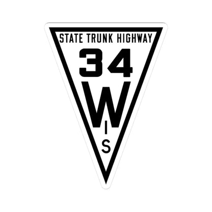 WIS 34 1919 (Wisconsin) (Road Sign) STICKER Vinyl Kiss-Cut Decal 3 Inch White - The Sticker Space