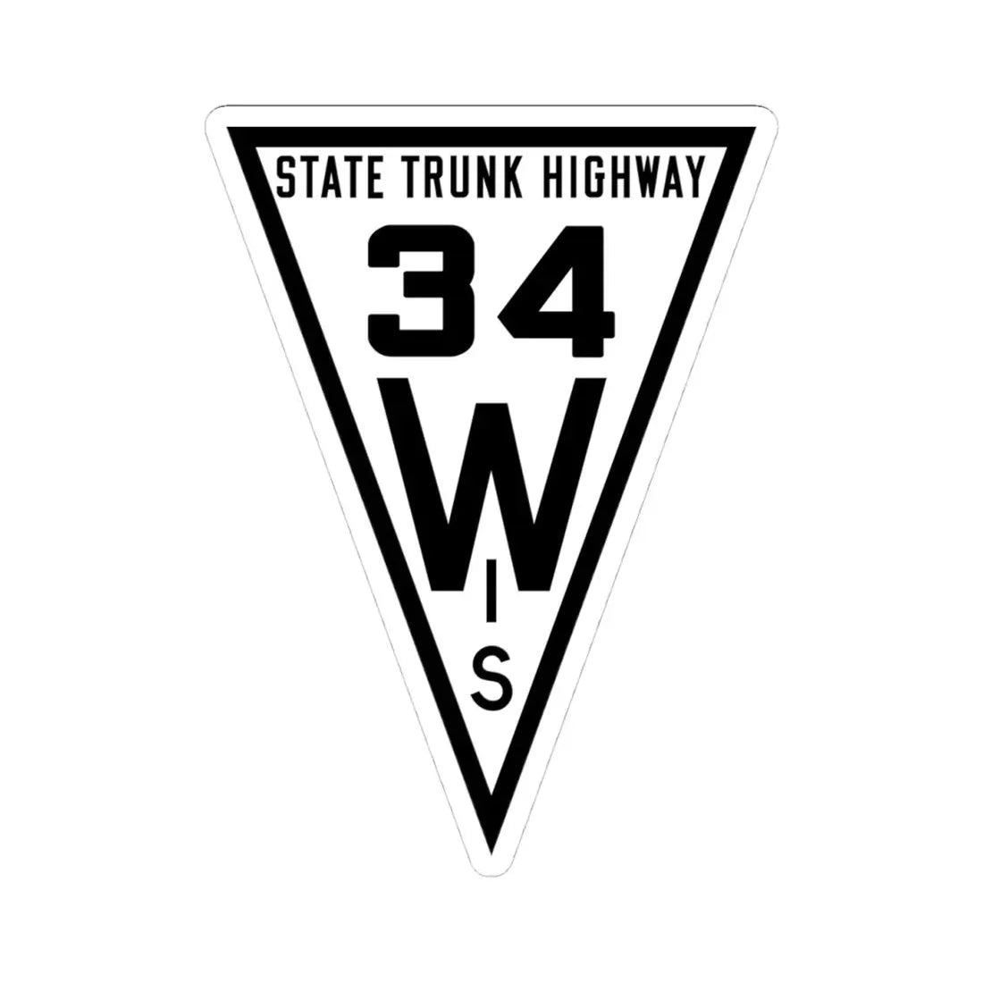 WIS 34 1919 (Wisconsin) (Road Sign) STICKER Vinyl Kiss-Cut Decal 4 Inch White - The Sticker Space