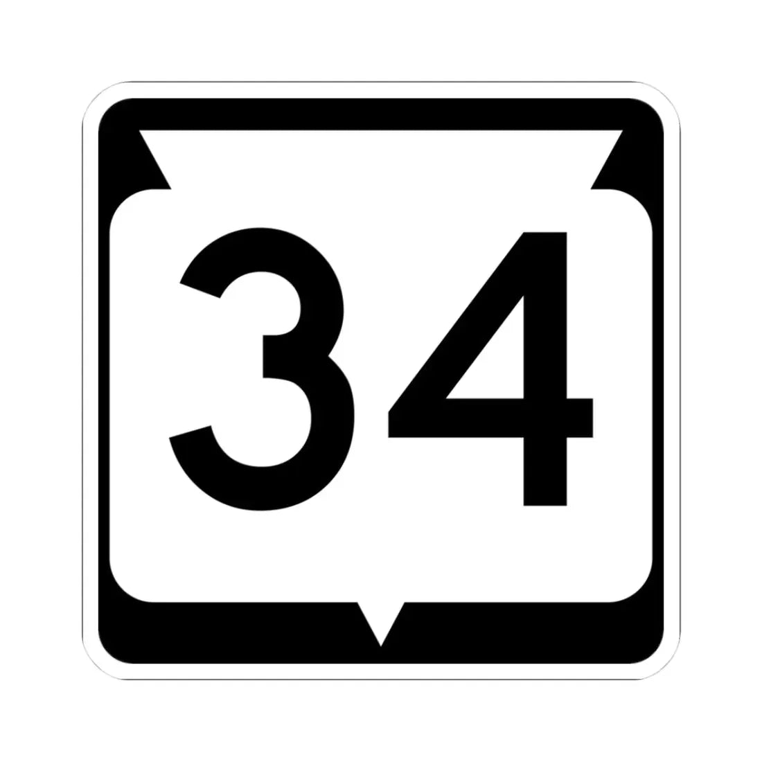 WIS 34 (Wisconsin) (Road Sign) STICKER Vinyl Kiss-Cut Decal 3 Inch White - The Sticker Space