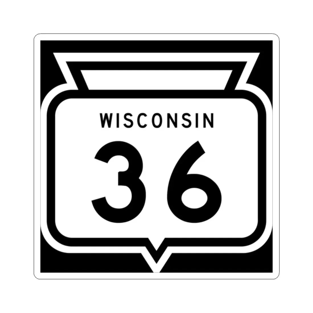WIS 36 1958 (Wisconsin) (Road Sign) STICKER Vinyl Kiss-Cut Decal 2 Inch White - The Sticker Space
