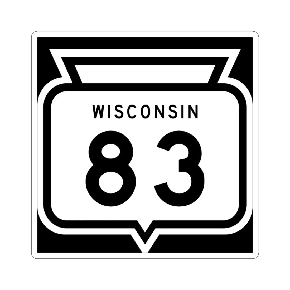 WIS 83 1958 (Wisconsin) (Road Sign) STICKER Vinyl Kiss-Cut Decal 6 Inch White - The Sticker Space