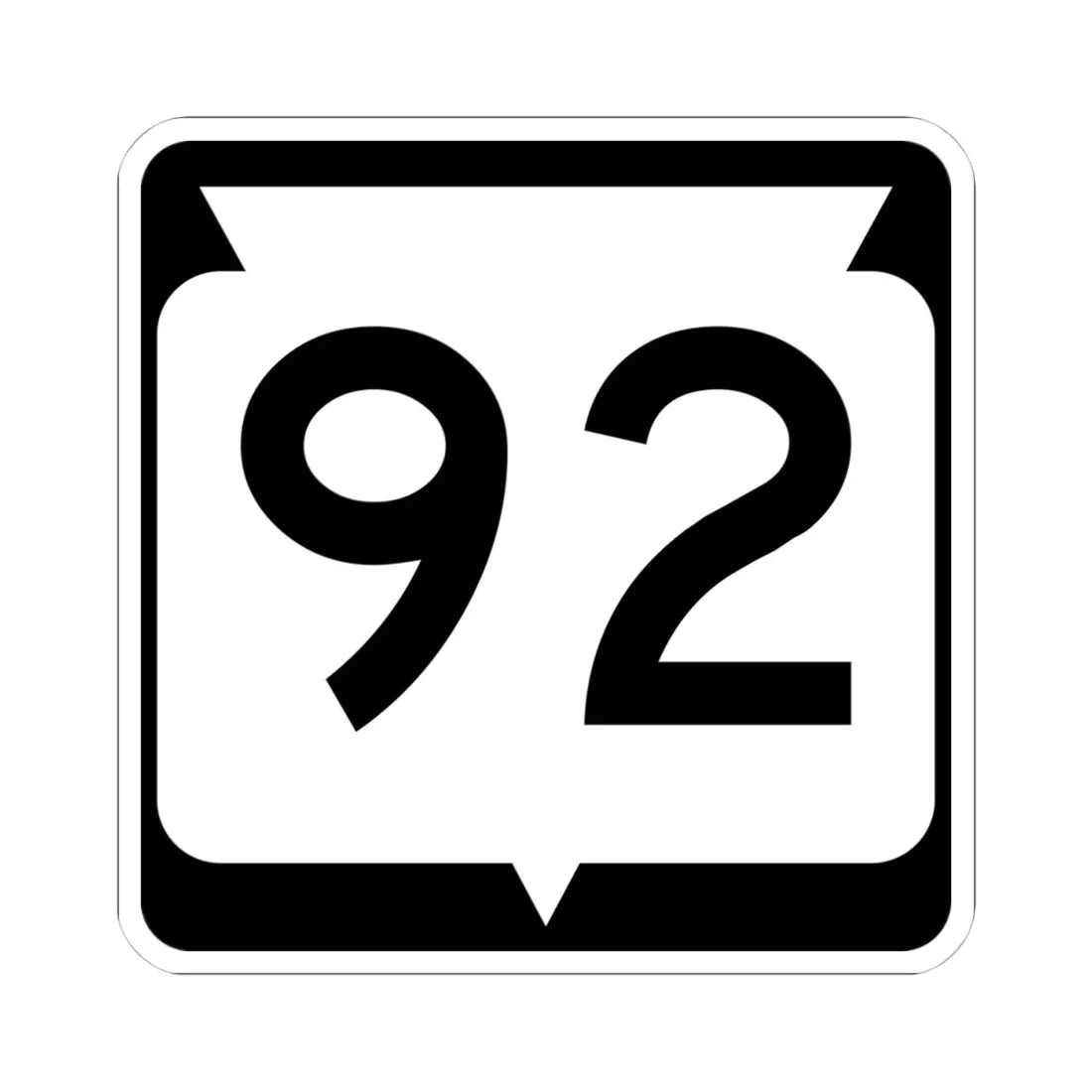 WIS 92 (Wisconsin) (Road Sign) STICKER Vinyl Kiss-Cut Decal 4 Inch White - The Sticker Space