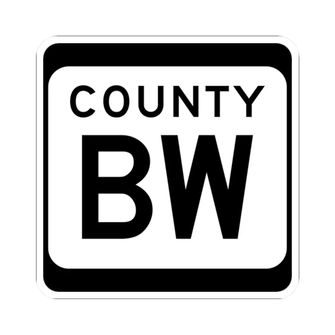 WIS County BW (Wisconsin) (Road Sign) STICKER Vinyl Kiss-Cut Decal 2 Inch White - The Sticker Space