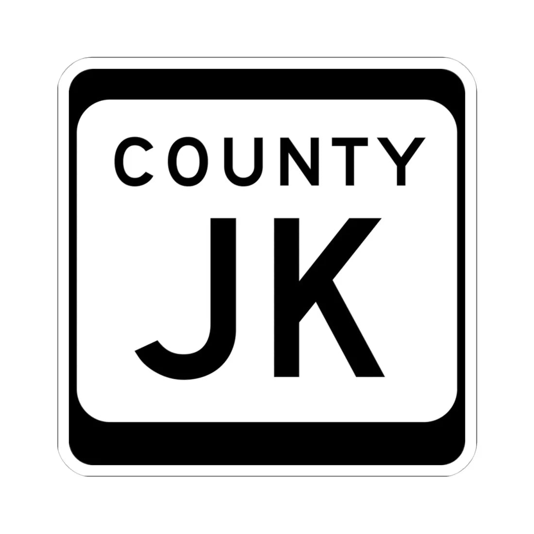 WIS County JK (Wisconsin) (Road Sign) STICKER Vinyl Kiss-Cut Decal 4 Inch White - The Sticker Space