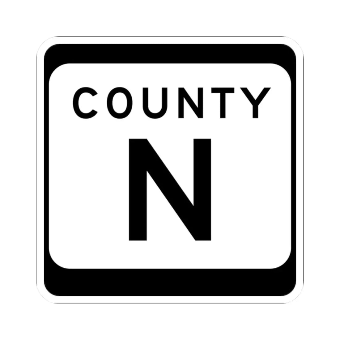 WIS County N (Wisconsin) (Road Sign) STICKER Vinyl Kiss-Cut Decal 2 Inch White - The Sticker Space