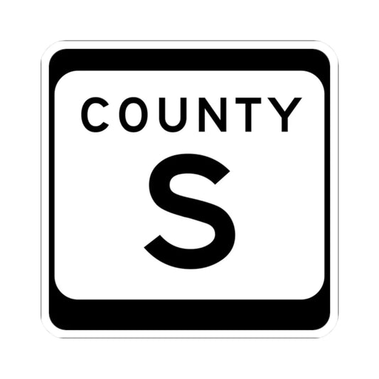 WIS County S (Wisconsin) (Road Sign) STICKER Vinyl Kiss-Cut Decal 2 Inch White - The Sticker Space