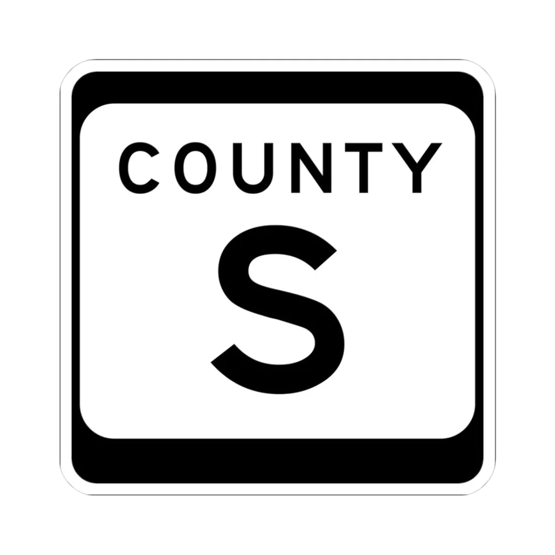 WIS County S (Wisconsin) (Road Sign) STICKER Vinyl Kiss-Cut Decal 3 Inch White - The Sticker Space