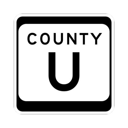 WIS County U (Wisconsin) (Road Sign) STICKER Vinyl Kiss-Cut Decal 2 Inch White - The Sticker Space