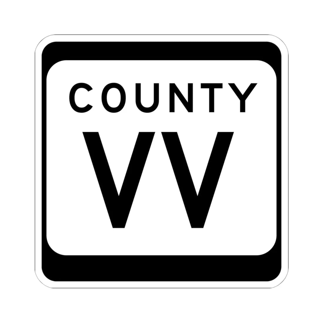 WIS County VV (Wisconsin) (Road Sign) STICKER Vinyl Kiss-Cut Decal 6 Inch White - The Sticker Space