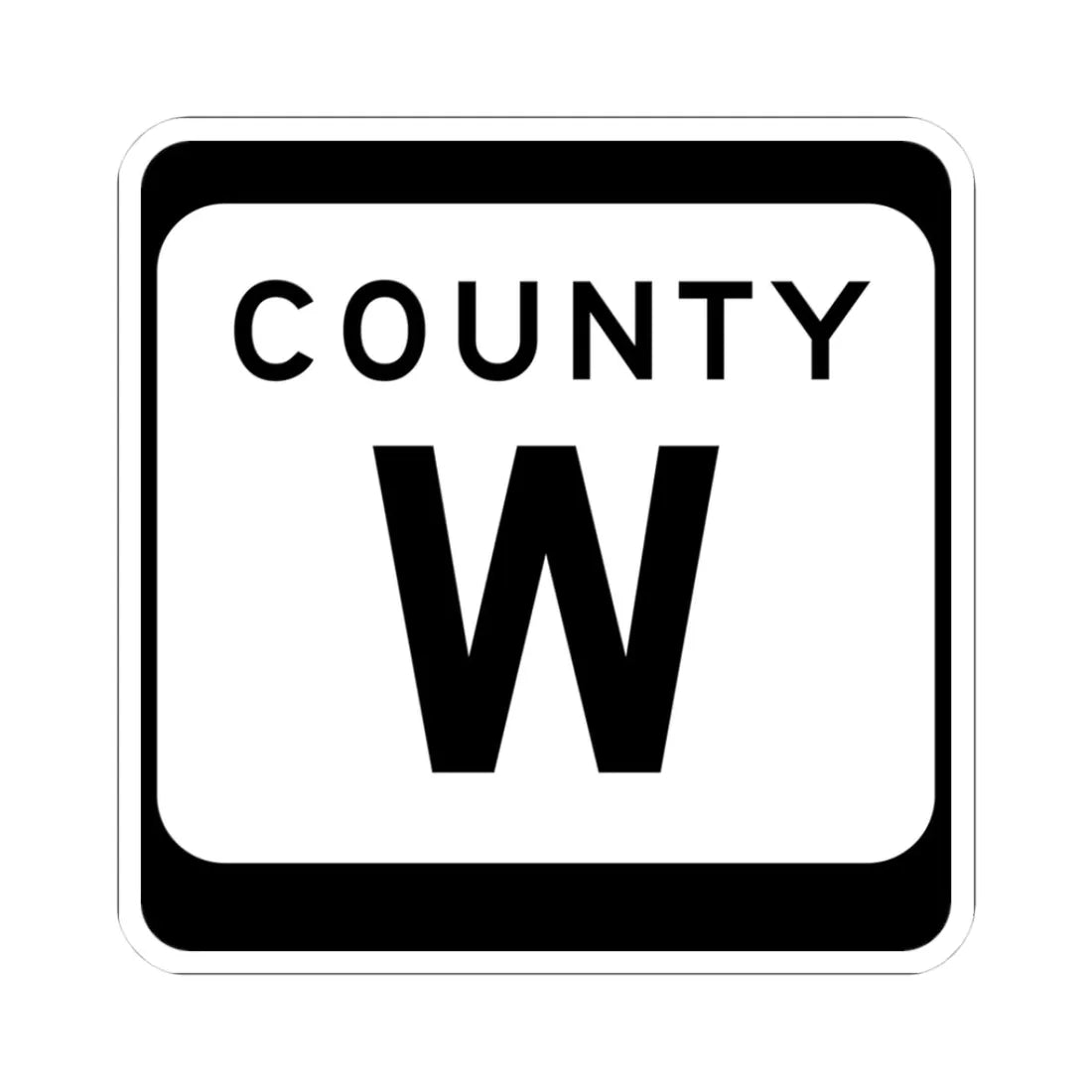 WIS County W (Wisconsin) (Road Sign) STICKER Vinyl Kiss-Cut Decal 3 Inch White - The Sticker Space