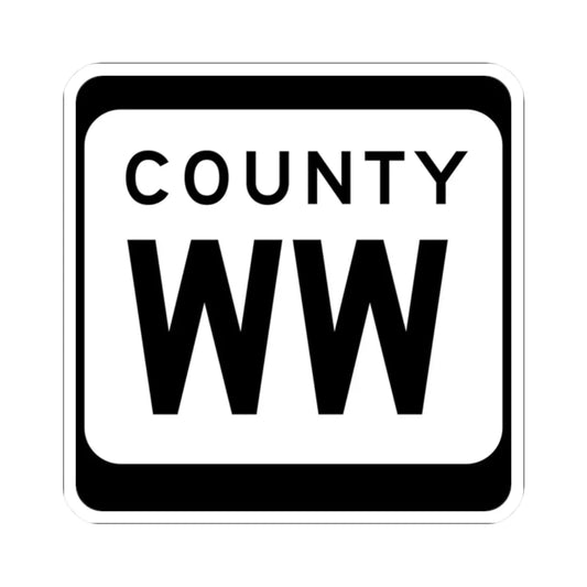 WIS County WW (Wisconsin) (Road Sign) STICKER Vinyl Kiss-Cut Decal 2 Inch White - The Sticker Space