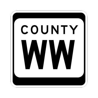 WIS County WW (Wisconsin) (Road Sign) STICKER Vinyl Kiss-Cut Decal 4 Inch White - The Sticker Space