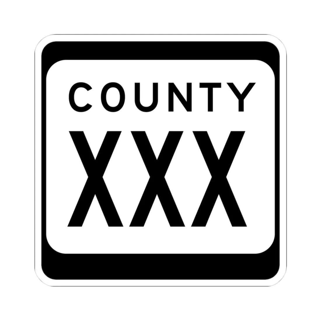 WIS County XXX (Wisconsin) (Road Sign) STICKER Vinyl Kiss-Cut Decal 3 Inch White - The Sticker Space