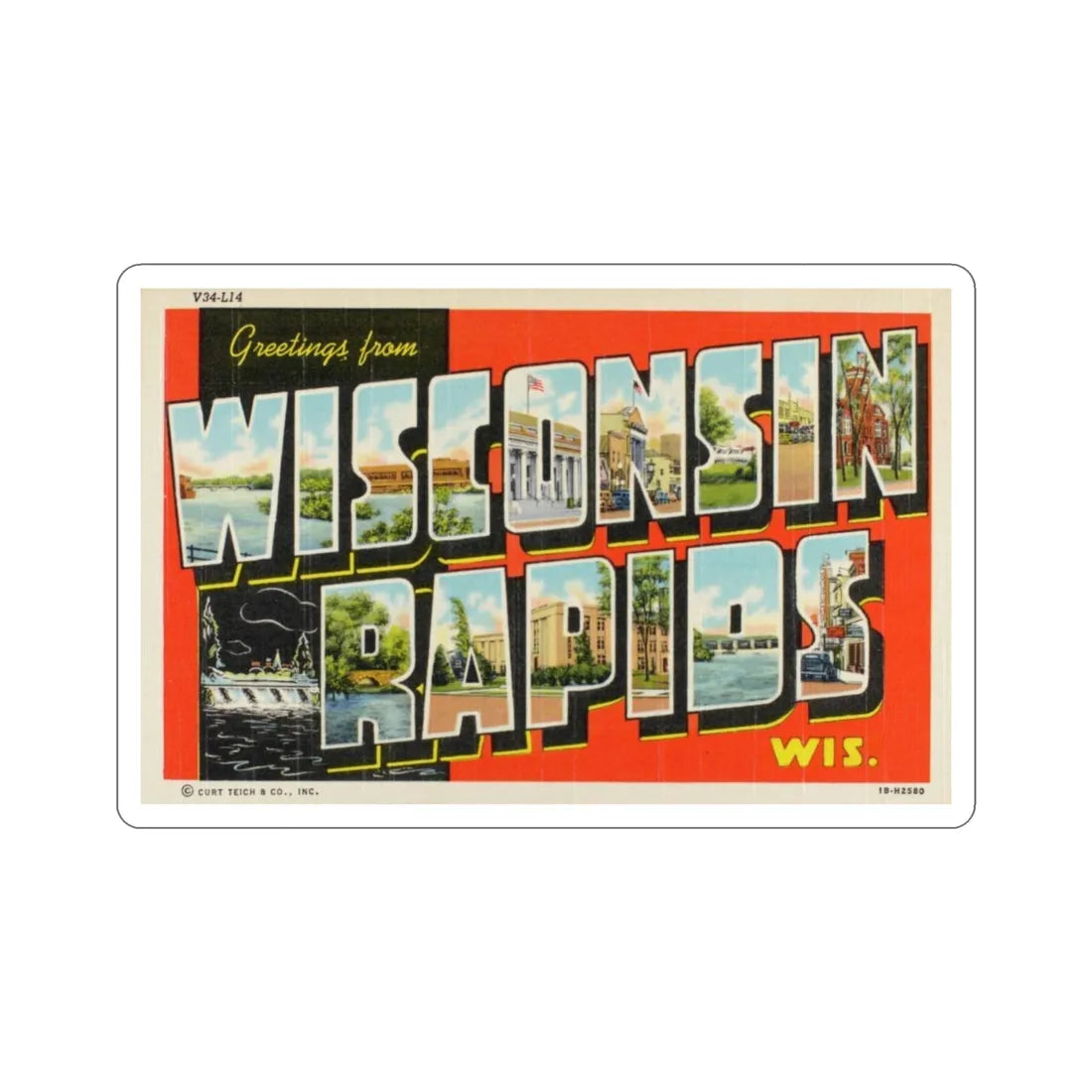 Wisconsin Rapids Wisconsin (Greeting Cards) STICKER Vinyl Die-Cut Decal 4 Inch - The Sticker Space