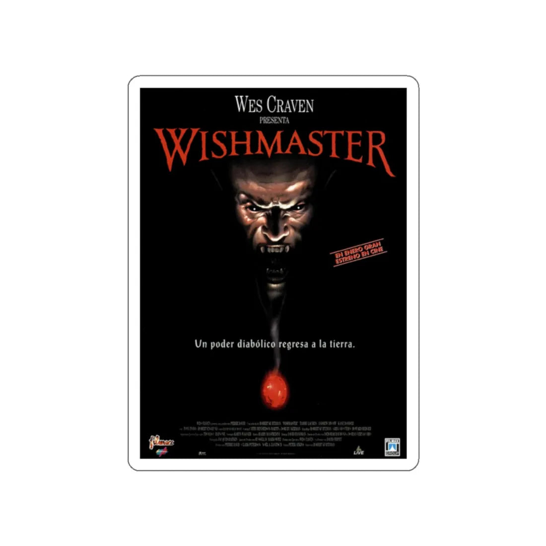 WISHMASTER 1997 Movie Poster STICKER Vinyl Die-Cut Decal 2 Inch - The Sticker Space
