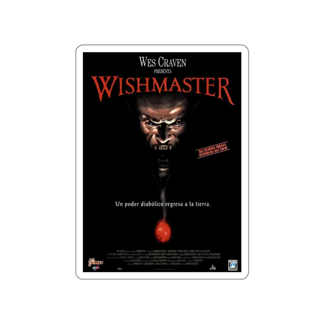 WISHMASTER 1997 Movie Poster STICKER Vinyl Die-Cut Decal 3 Inch - The Sticker Space