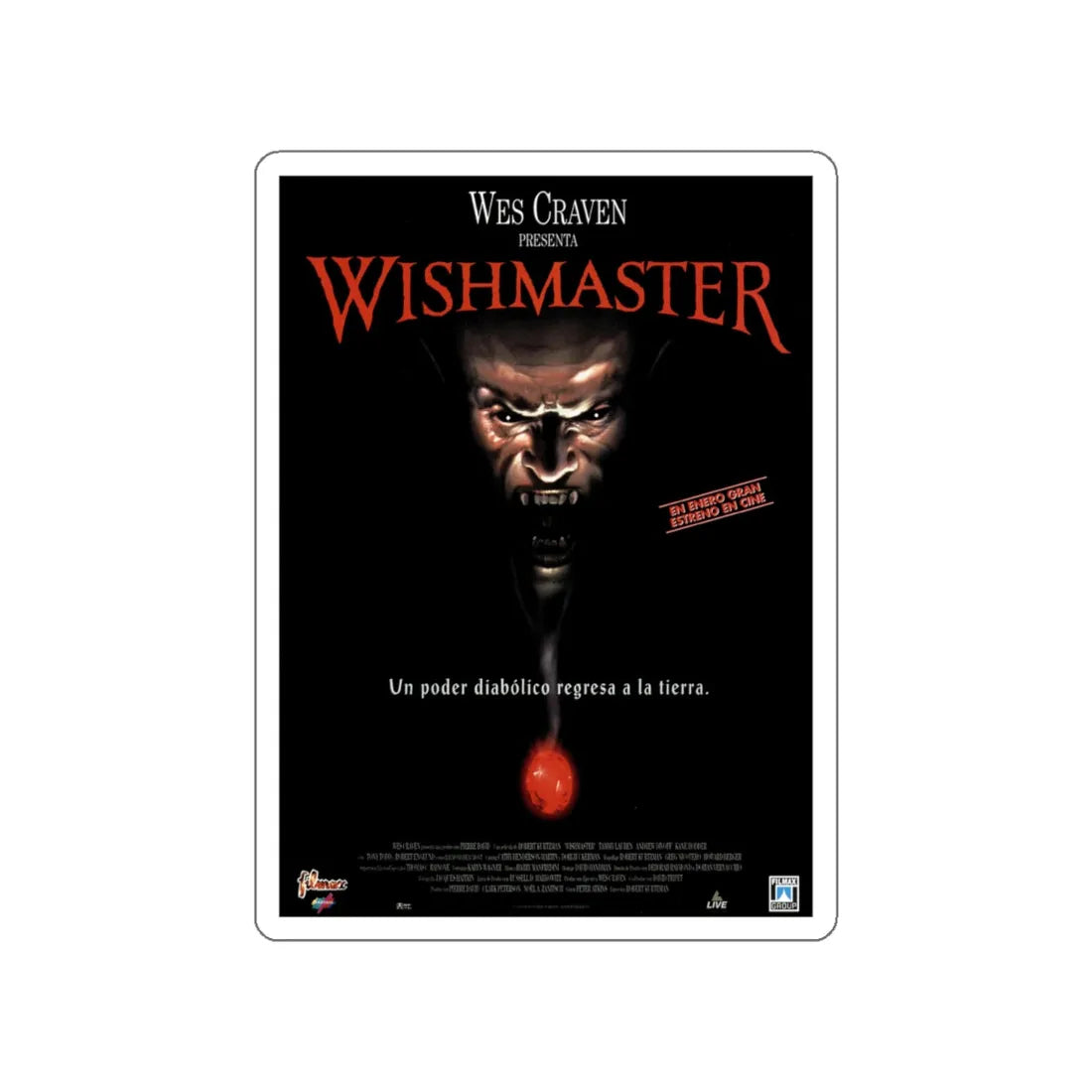 WISHMASTER 1997 Movie Poster STICKER Vinyl Die-Cut Decal 6 Inch - The Sticker Space