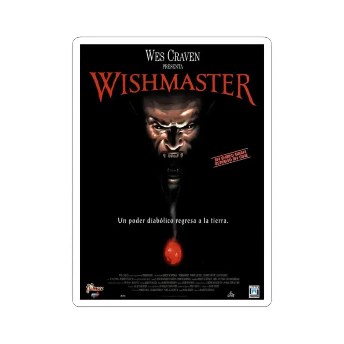 WISHMASTER 1997 Movie Poster - STICKER Vinyl Kiss-Cut Decal 2 Inch White - The Sticker Space