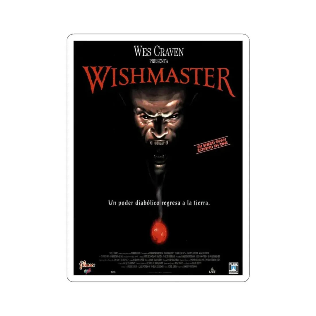 WISHMASTER 1997 Movie Poster - STICKER Vinyl Kiss-Cut Decal 4 Inch White - The Sticker Space