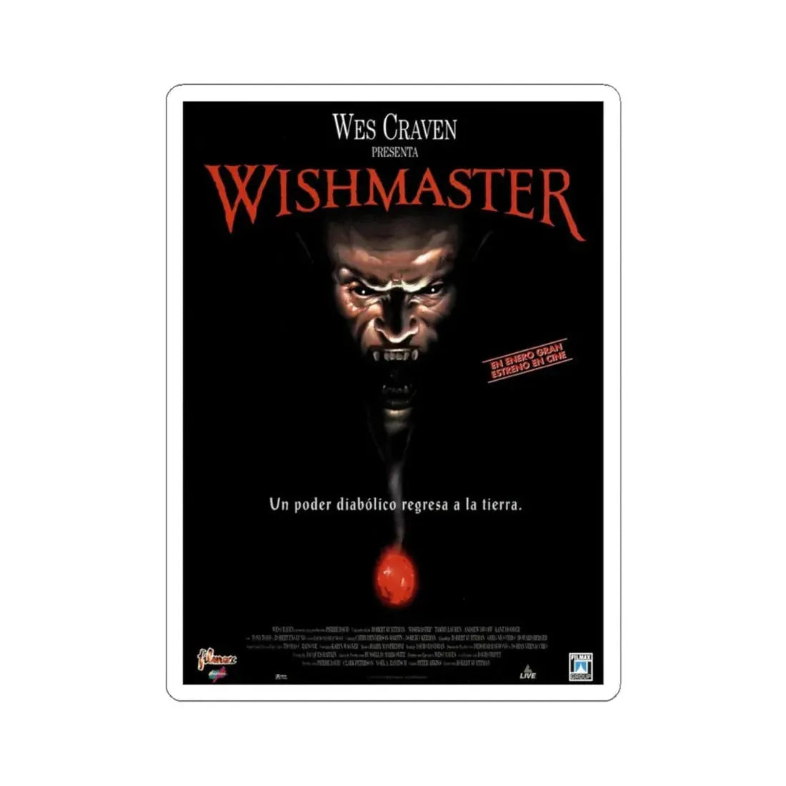 WISHMASTER 1997 Movie Poster - STICKER Vinyl Kiss-Cut Decal 6 Inch White - The Sticker Space