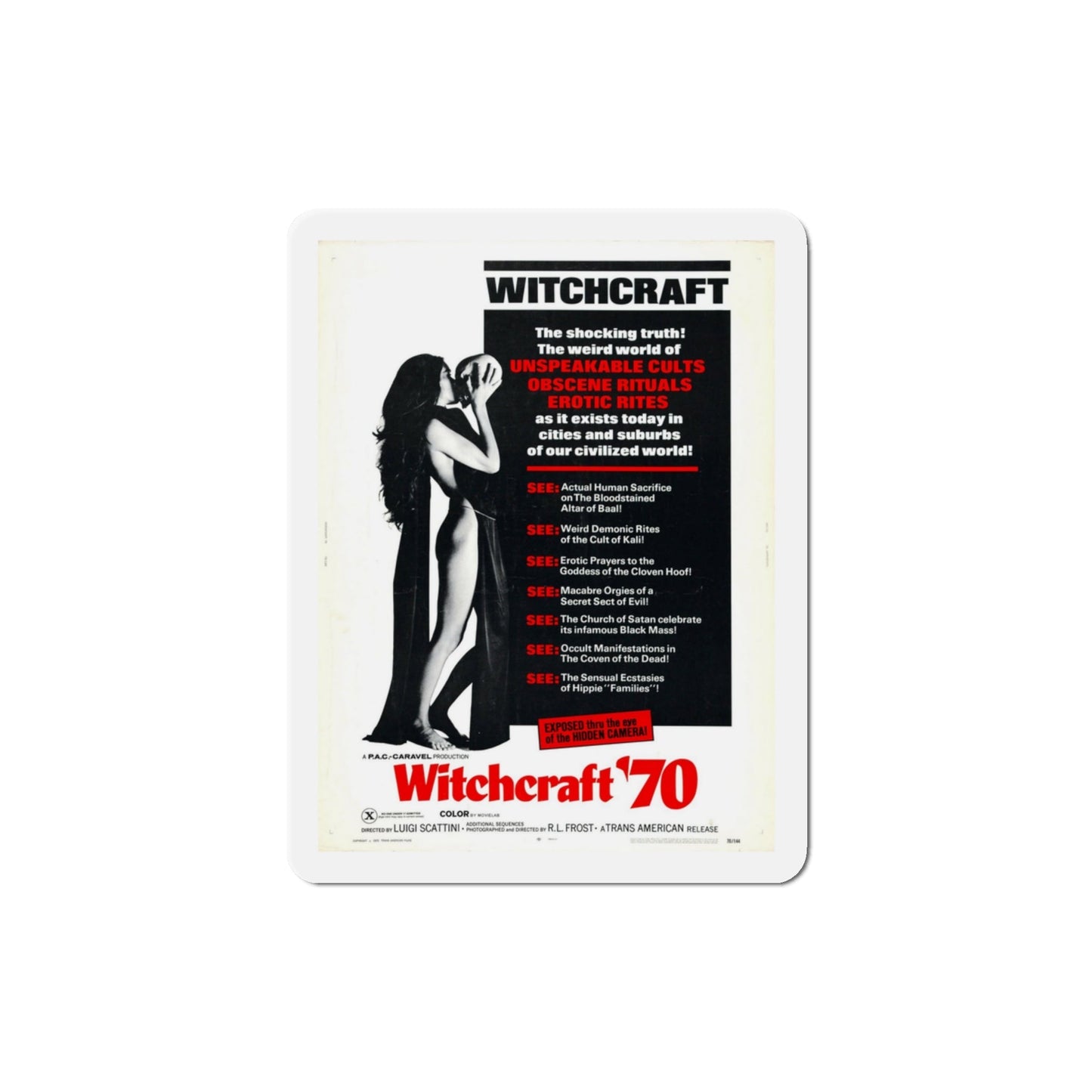 Witchcraft 70 1970 Movie Poster Die-Cut Magnet-3" x 3"-The Sticker Space