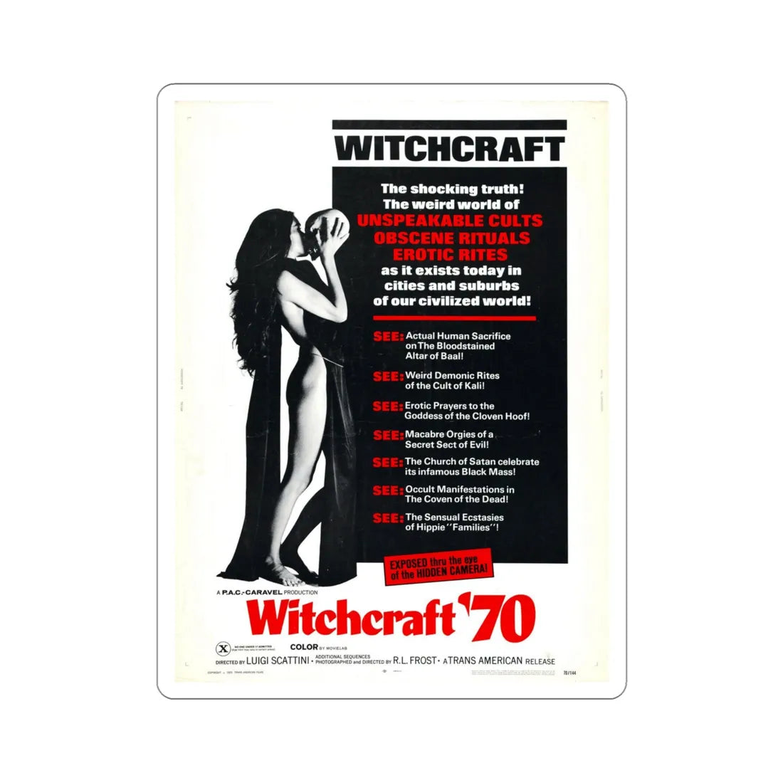 Witchcraft 70 1970 Movie Poster STICKER Vinyl Die-Cut Decal 4 Inch - The Sticker Space