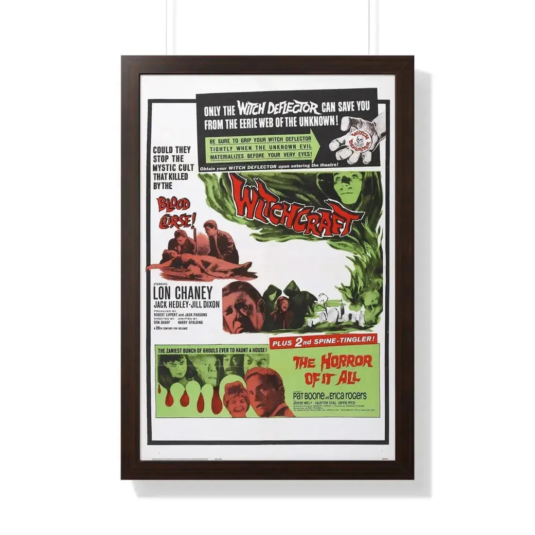 WITCHCRAFT + THE HORROR OF IT ALL 1964 - Framed Movie Poster 20" x 30" Walnut - The Sticker Space