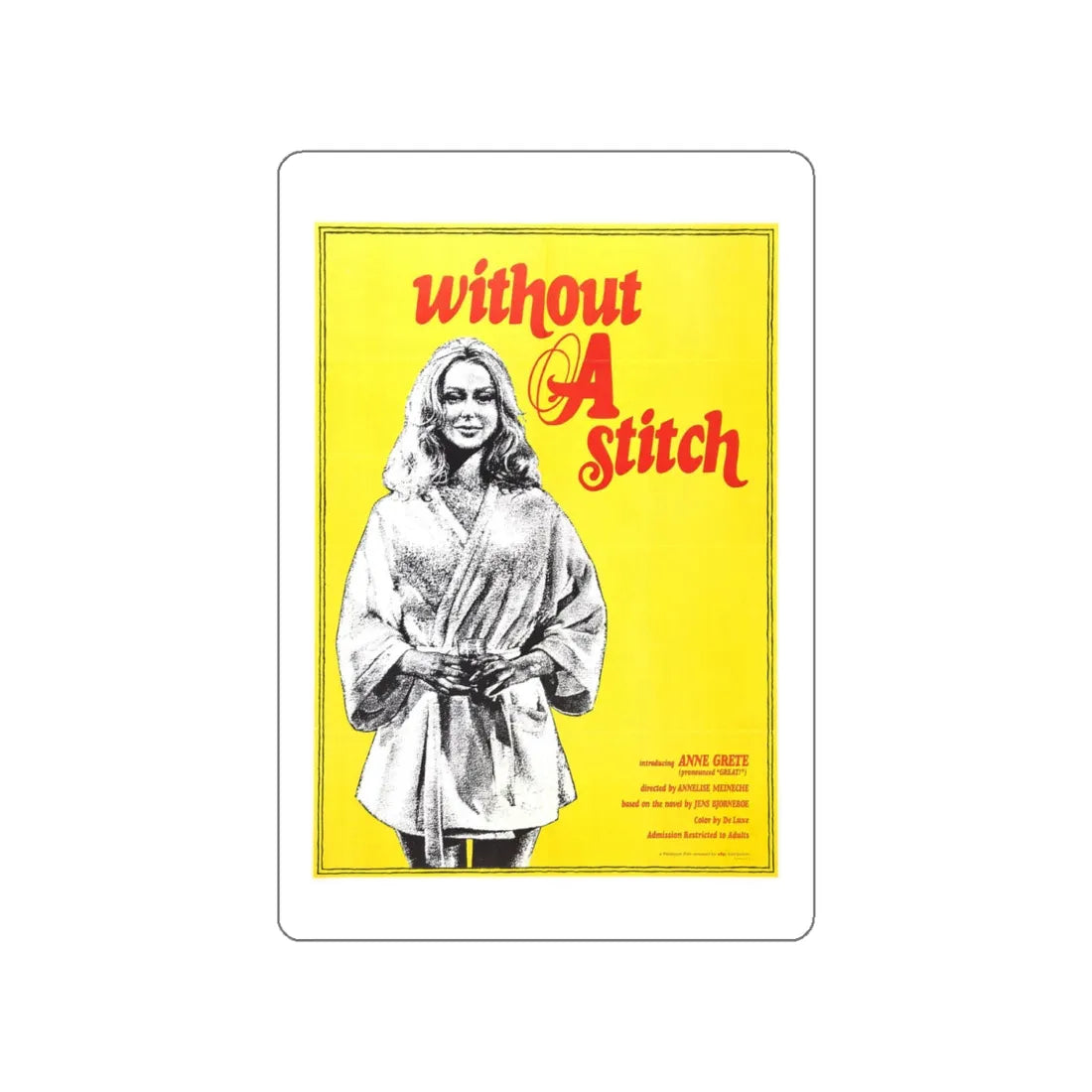 WITHOUT A STITCH 1968 Movie Poster STICKER Vinyl Die-Cut Decal 4 Inch - The Sticker Space