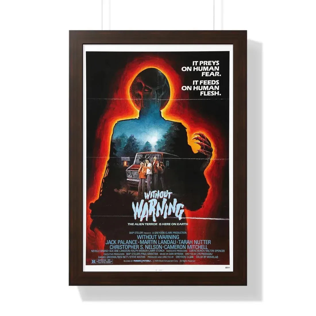 WITHOUT WARNING 1980 - Framed Movie Poster 16″ x 24″ Walnut - The Sticker Space
