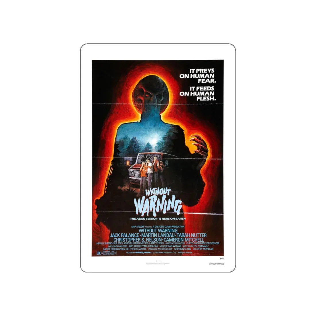 WITHOUT WARNING 1980 Movie Poster STICKER Vinyl Die-Cut Decal 5 Inch - The Sticker Space