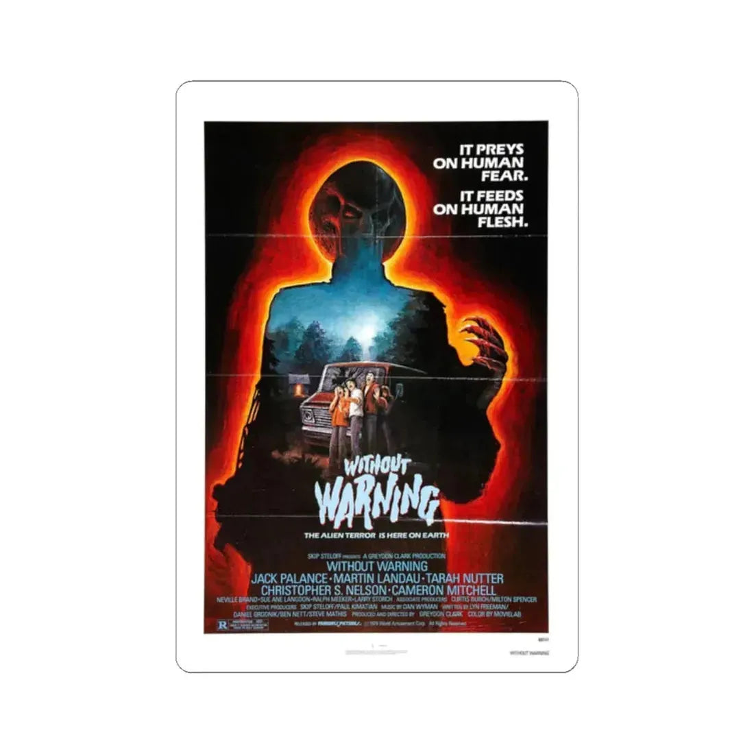 WITHOUT WARNING 1980 Movie Poster - STICKER Vinyl Kiss-Cut Decal 2 Inch White - The Sticker Space
