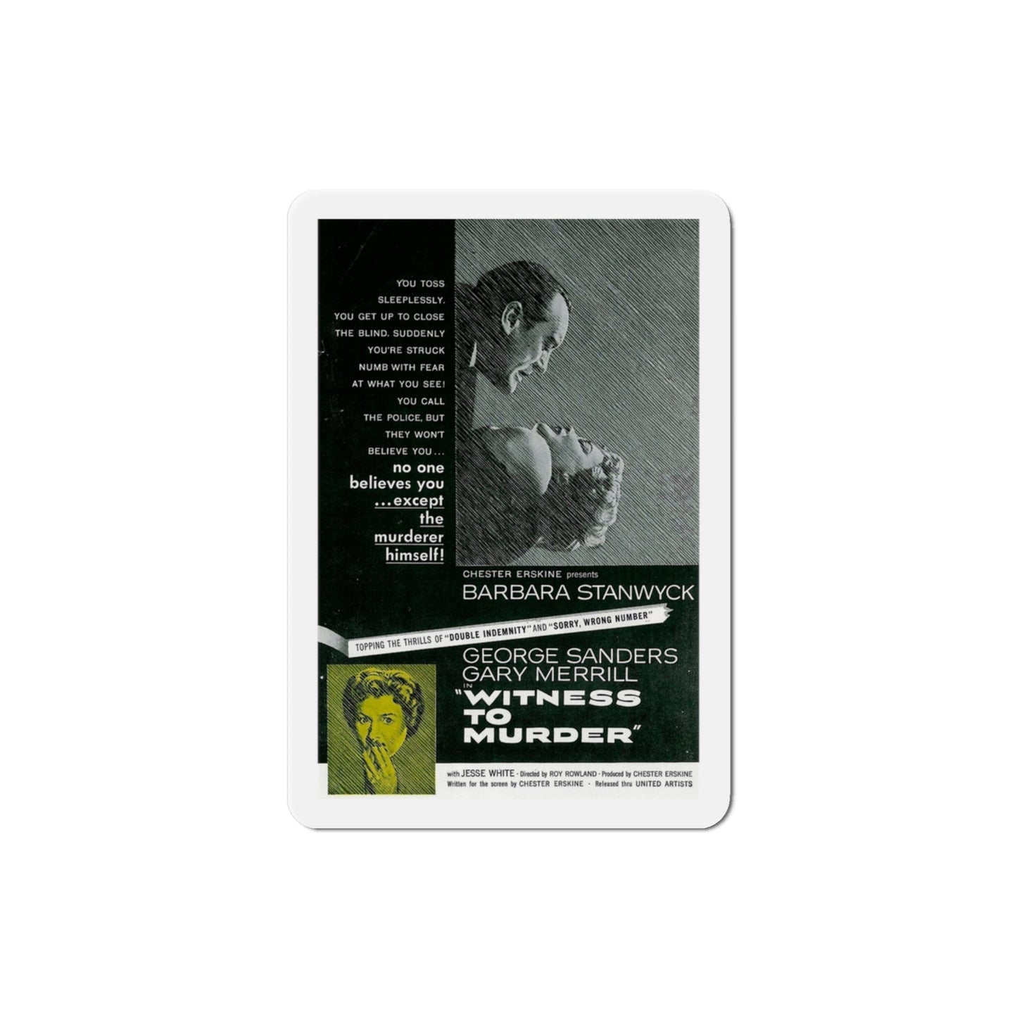 Witness to Murder 1954 Movie Poster Die-Cut Magnet-3 Inch-The Sticker Space