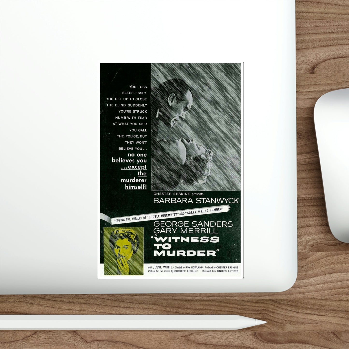 Witness to Murder 1954 Movie Poster STICKER Vinyl Die-Cut Decal-The Sticker Space