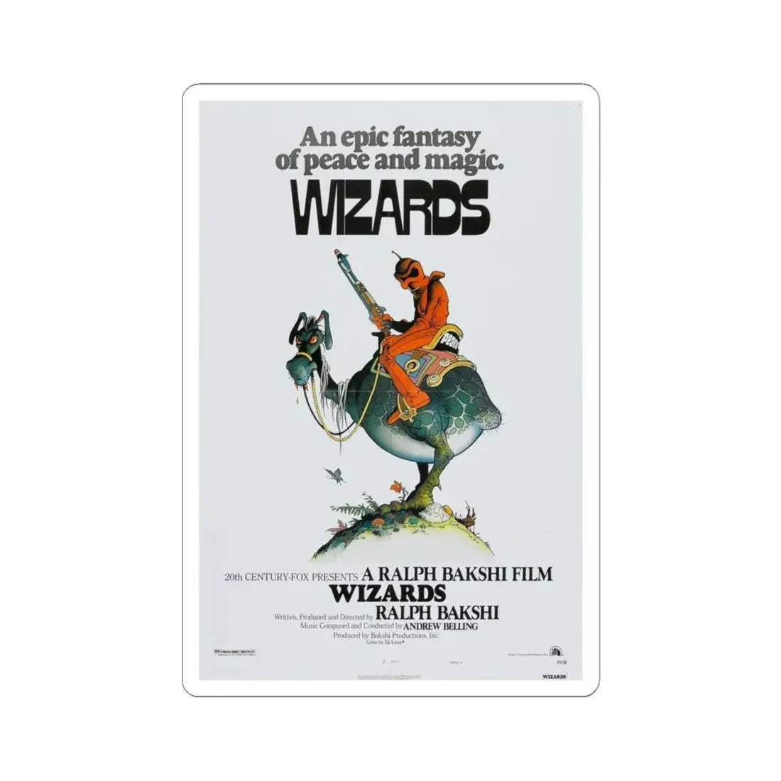 WIZARDS 1977 Movie Poster - STICKER Vinyl Kiss-Cut Decal 4 Inch White - The Sticker Space
