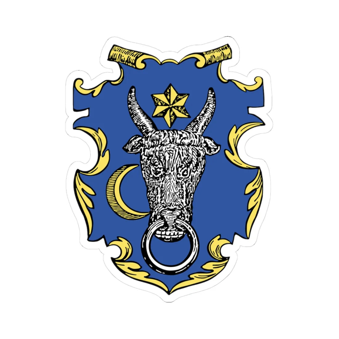 Wojewodztwo woloskie - Paprocki - color (Moldova) (Coat of Arms) STICKER Vinyl Kiss-Cut Decal 3 Inch White - The Sticker Space