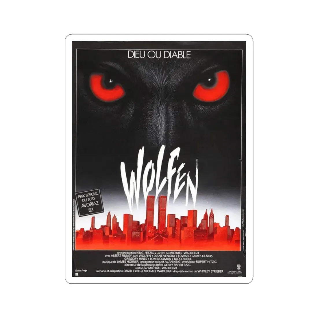 WOLFEN (2) 1981 Movie Poster - STICKER Vinyl Kiss-Cut Decal 3 Inch White - The Sticker Space