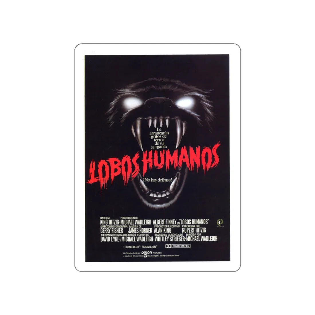 WOLFEN (SPANISH) 1981 Movie Poster STICKER Vinyl Die-Cut Decal 3 Inch - The Sticker Space