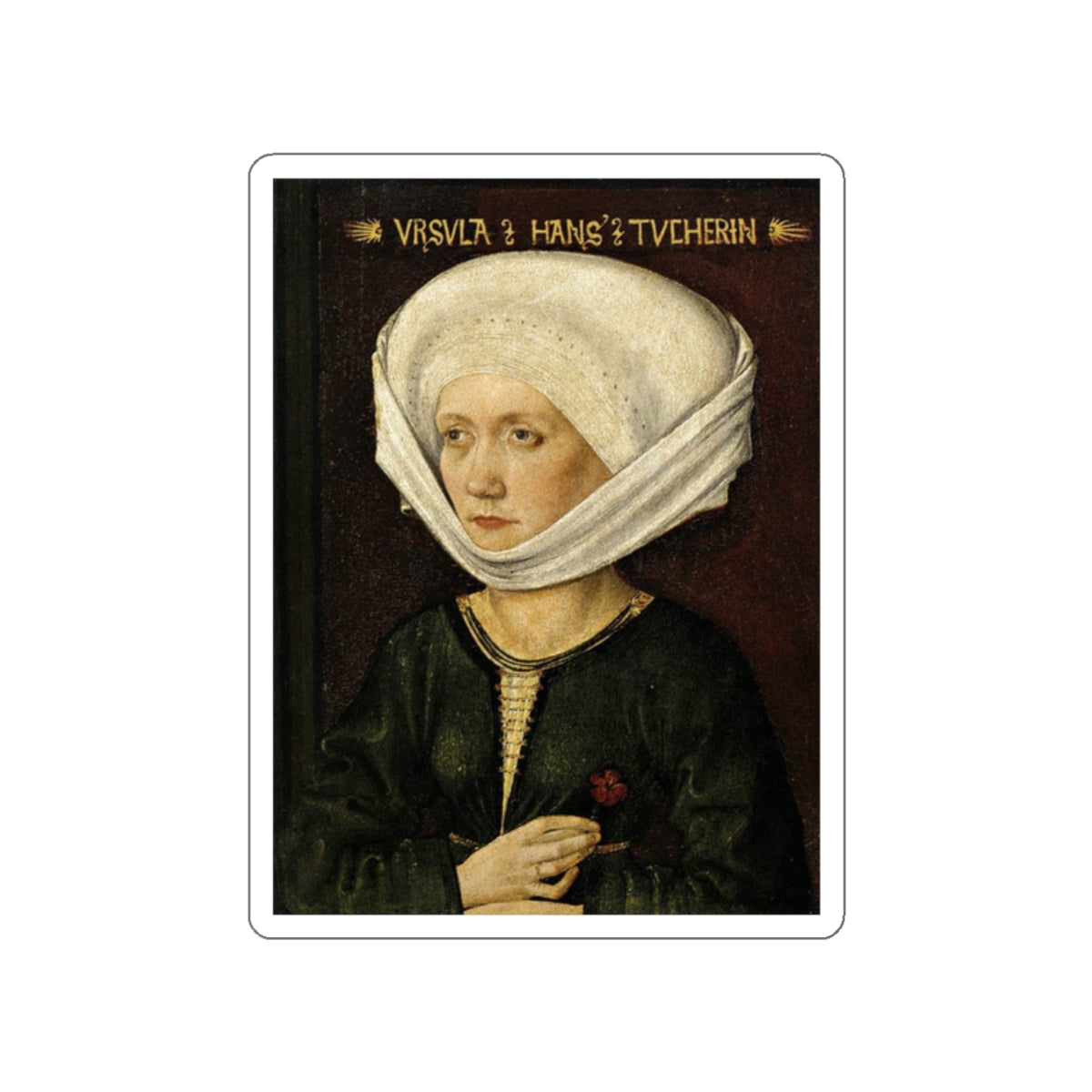 WOLGEMUT, Michael - Portrait of Ursula Tucher (Artwork) STICKER Vinyl Die-Cut Decal-White-The Sticker Space