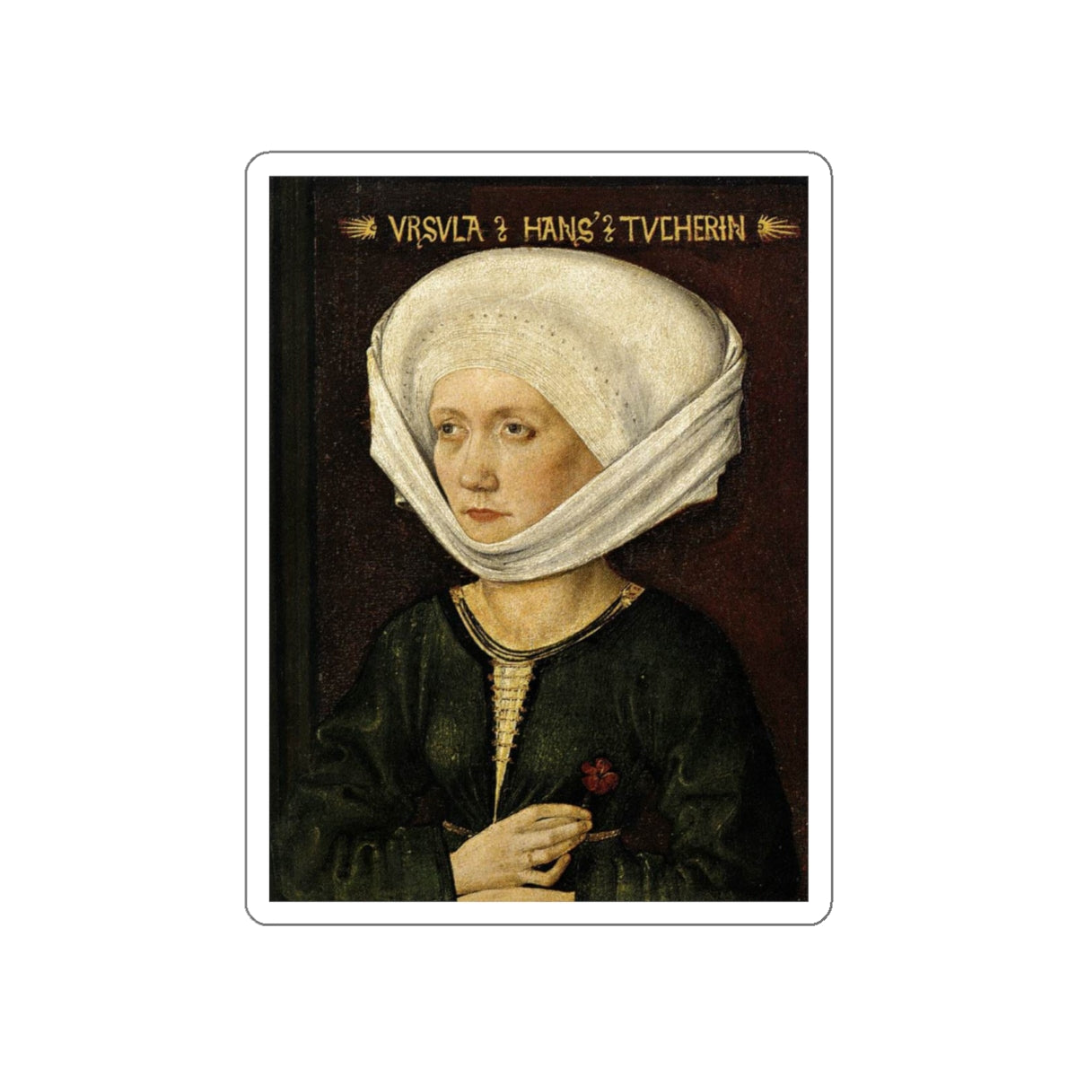 WOLGEMUT, Michael - Portrait of Ursula Tucher (Artwork) STICKER Vinyl Die-Cut Decal-White-The Sticker Space