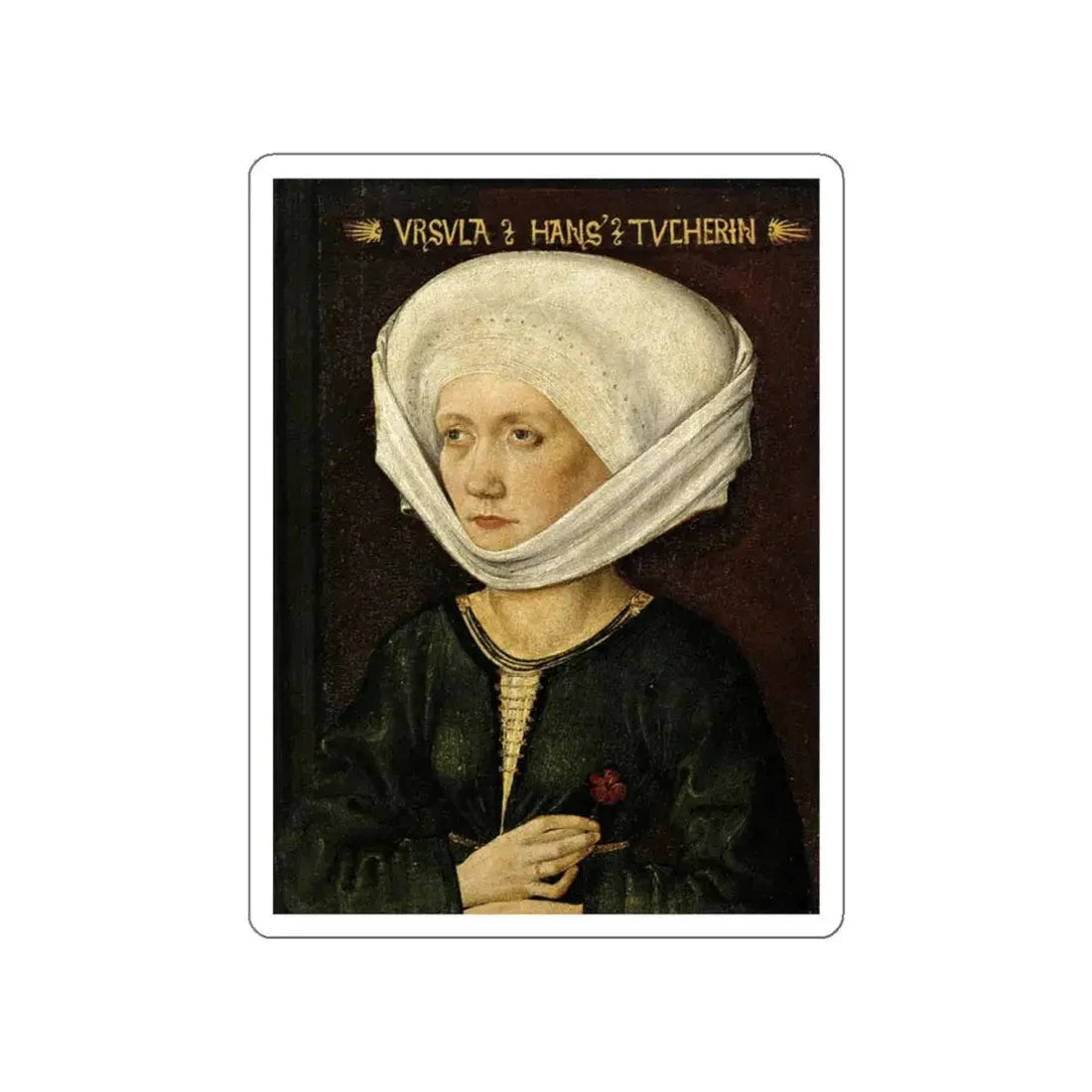 WOLGEMUT, Michael - Portrait of Ursula Tucher (Artwork) STICKER Vinyl Die-Cut Decal White Die-Cut 5 Inch - The Sticker Space
