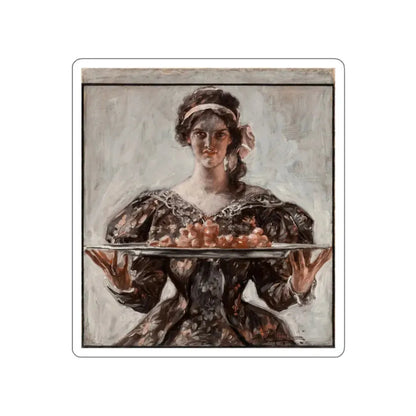 Woman Presenting Holiday Platter, The Saturday Evening Post cover, November 17, 1906 (Magazine Illustration) STICKER Vinyl Die-Cut Decal - The Sticker Space