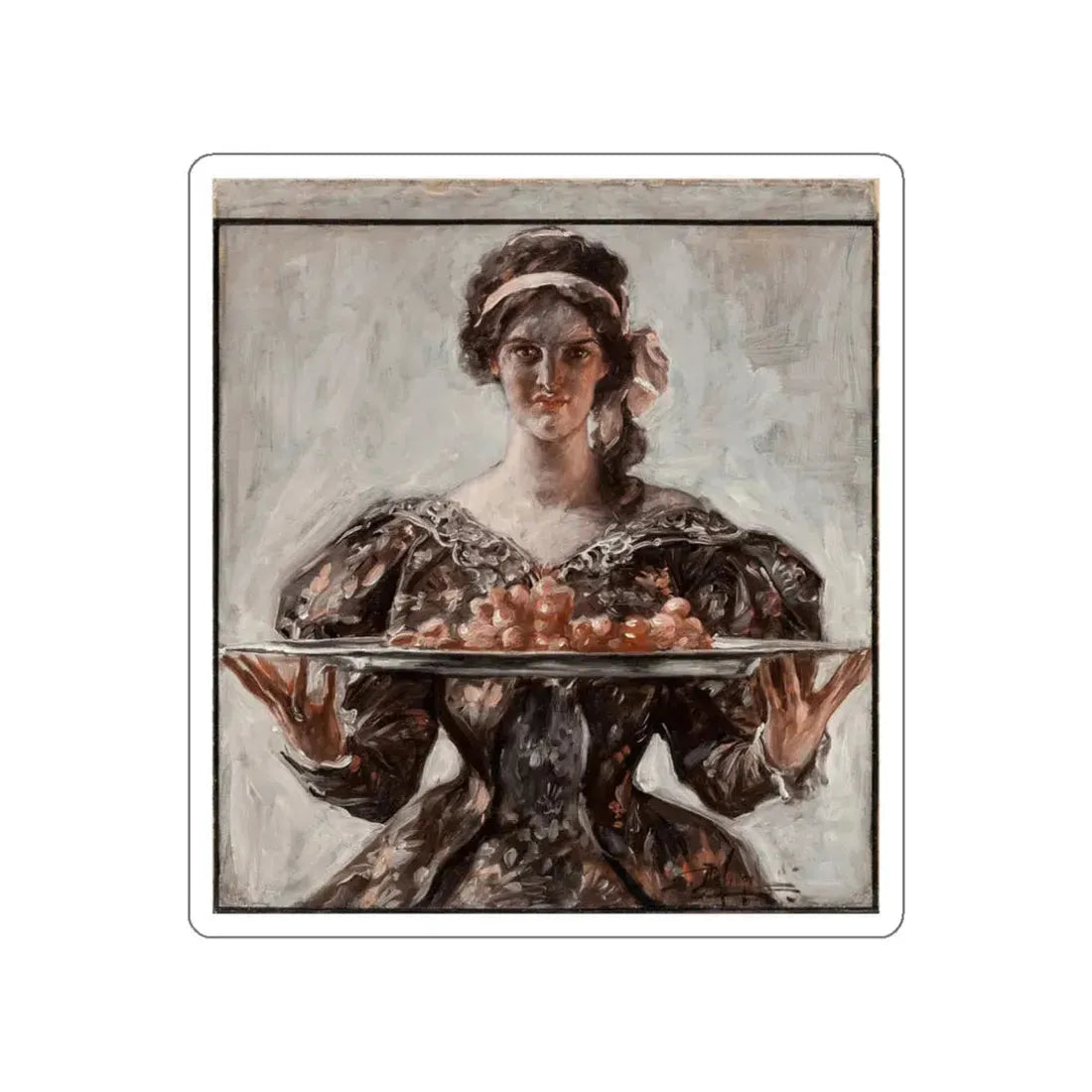 Woman Presenting Holiday Platter, The Saturday Evening Post cover, November 17, 1906 (Magazine Illustration) STICKER Vinyl Die-Cut Decal - The Sticker Space