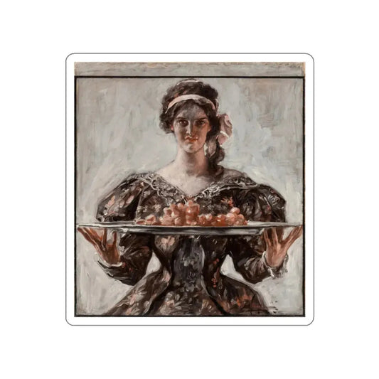 Woman Presenting Holiday Platter, The Saturday Evening Post cover, November 17, 1906 (Magazine Illustration) STICKER Vinyl Die-Cut Decal White Die-Cut 2 Inch - The Sticker Space