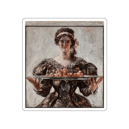 Woman Presenting Holiday Platter, The Saturday Evening Post cover, November 17, 1906 (Magazine Illustration) STICKER Vinyl Die-Cut Decal-White-The Sticker Space