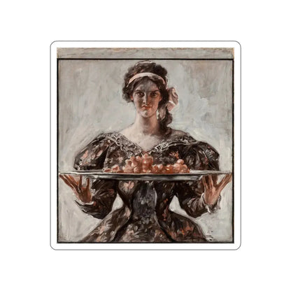Woman Presenting Holiday Platter, The Saturday Evening Post cover, November 17, 1906 (Magazine Illustration) STICKER Vinyl Die-Cut Decal White Die-Cut 4 Inch - The Sticker Space